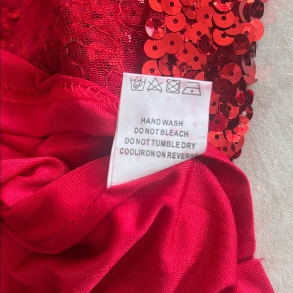 Red Sequin Strappy Dress - Picture 6 of 6